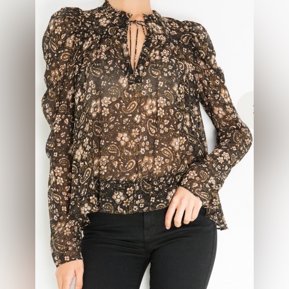 Ulla Johnson Renly Silk Long Sleeve Forest Black Size 4